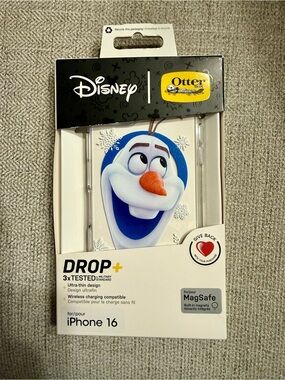 OtterBox Disney Olaf Clear Drop+ Case for iPhone 16 — White, Blue, Orange - NWT